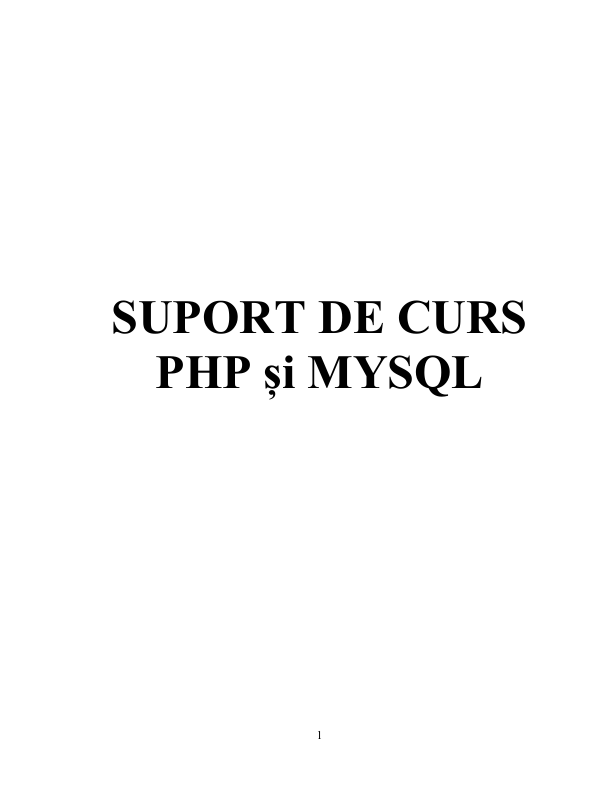 SUPORT DE CURS  PHP și MYSQL